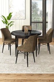 Dining Table &amp; Chairs Set (5 Pieces) Rox - Black Marble, Brown Black Marble
Brown