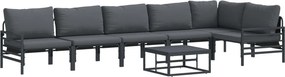 vidaXL Σετ Καναπέ Κήπου με μαξιλάρι 7 pcs Μαύρο Ατσάλι