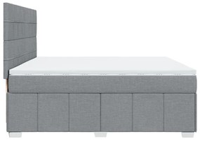 Κρεβάτι Boxspring με Στρώμα Ανοιχτό Γκρι 200x200 εκ. Υφασμάτινο - Γκρι