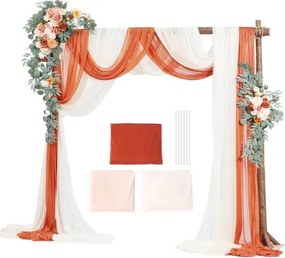 VEVOR Artificial Wedding Arch Flowers Kit Orange With 2 Pcs Flowers 3 Pcs Drapes