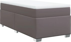vidaXL Κρεβάτι Boxspring με Στρώμα Γκρι 100x200εκ. από Συνθετικό Δέρμα
