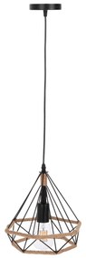 CEILING PENDANT LAMP  BLACK METAL-ROPE 24,5x21,5x125Hcm. 24.5x24.5x125 εκ.