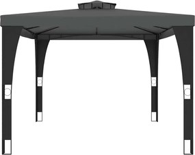 vidaXL Κιόσκι με Διπλή Οροφή Ανθρακί 3,98x2,98 μ. Ατσάλινο