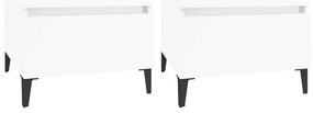 vidaXL Βοηθητικά Τραπέζια 2 τεμ. Γυαλ.Λευκό 50x46x35 εκ. Επεξ. Ξύλο