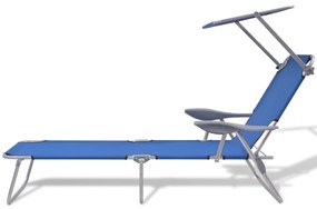 vidaXL Ξαπλώστρα Μπλε Ατσάλινη με Σκίαστρο