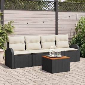vidaXL Σετ Καναπέ Κήπου 5 pcs Μαύρο Πολυ ράταν