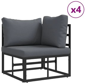 vidaXL Σετ Καναπέ Κήπου 7 pcs Μαύρο Αλουμίνιο