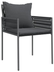 Καρέκλες Κήπου 6 τεμ. Μαύρο 54x61x83 εκ Συνθ. Ρατάν &amp; Μαξιλάρια - Μαύρο