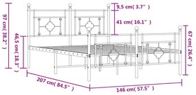 Πλαίσιο Κρεβατιού με Κεφαλάρι&amp;Ποδαρικό Μαύρο 140x200εκ. Μέταλλο - Μαύρο