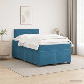 vidaXL Κρεβάτι Box Spring με Στρώμα και LED Μπλε 120 x 190 cm Βελούδο
