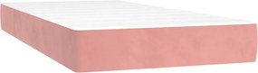 vidaXL Κρεβάτι Boxspring με Στρώμα Ροζ 90x190 εκ. Βελούδινο