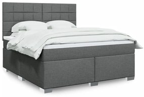 Κρεβάτι Boxspring με Στρώμα Σκούρο Γκρι 180x200 εκ Υφασμάτιν