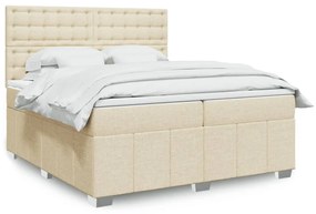 vidaXL Κρεβάτι Boxspring με Στρώμα Κρεμ 200x200 εκ. Υφασμάτινο