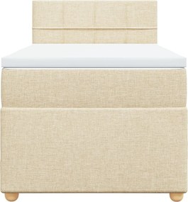 vidaXL Κρεβάτι Boxspring με Στρώμα Κρεμ 90x190 εκ.Υφασμάτινο