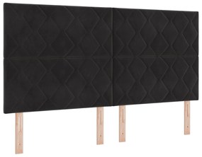 vidaXL LED Προσκέφαλο Σχέδιο με Διαμαντάκια Μαύρο 180 cm Βελούδο