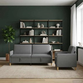 vidaXL Σαλονάκι Σετ Με Αποθηκευτικό Χώρο 2 pcs Σκούρο Γκρι Πολυεστέρας