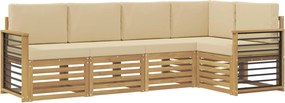 vidaXL Σειρά Καναπέ Εξωτερικού 5 pcs Λευκό και Μπεζ