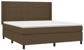 Κρεβάτι Boxspring με Στρώμα Σκούρο Καφέ 160x200 εκ Υφασμάτινο 3131444
