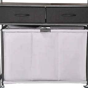 VEVOR 3 Section Laundry Sorter Rolling Laundry Hamper with Drawers Hooks Wheels