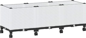 vidaXL Κήπος Γλαστράκι με Ροδάκια Λευκό 120 x 40 x 44 cm PP