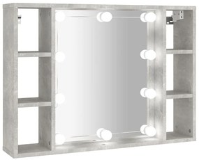 vidaXL Έπιπλο Καθρέπτη με LED Γκρι Σκυροδέματος 76 x 15 x 55 εκ.