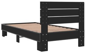 vidaXL Πλαίσιο Κρεβατιού Μαύρο 75 x 190 εκ. Επεξ. Ξύλο &amp; Μέταλλο