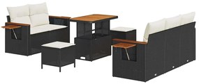 vidaXL Σετ Καναπέ Κήπου με μαξιλάρι 8 pcs Μαύρο Πολυ ράταν