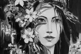 Εικόνα πρωτότυπο πίνακα ζωγραφικής μιας γυναίκας σε μαύρο & άσπρο