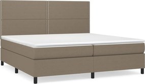 vidaXL Κρεβάτι Boxspring με Στρώμα Taupe 200x200 εκ. Υφασμάτινο
