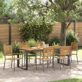 vidaXL Σέτ φαγητού για κήπο 7 pcs Γκρι 200 x 80 x 75 cm