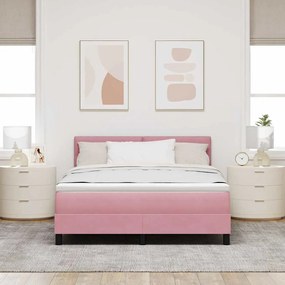 vidaXL Κρεβάτι με ελατήρια με κεφαλάρι Ροζ 160 x 200 cm Βελούδο