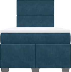 vidaXL Κρεβάτι Boxspring με Στρώμα Μπλε 120x200 εκ. Βελούδινο