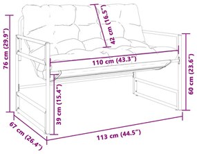 Παγκάκι Κήπου Taupe 113 εκ. από Ατσάλι με Μαξιλάρι - Μπεζ-Γκρι