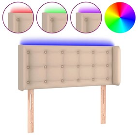 vidaXL Κεφαλάρι Κρεβατιού LED Καπουτσίνο 93x16x78/88 εκ. Συνθετ. Δέρμα