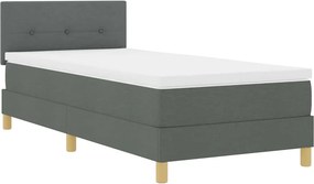 vidaXL LED Κρεβάτι με βάθρο Σκούρο Γκρι 100 x 200 cm ύφασμα
