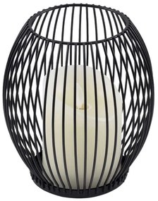 Φανάρι Με Διακοσμητικό Κερί Candle Led 76495 Φ14x16cm Με Μπαταρία & Χειριστήριο Dimmable 2700K Black Aluminium