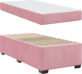 vidaXL Σκελετός Κρεβατιού με στρώμα Ροζ 90 x 200 cm ύφασμα