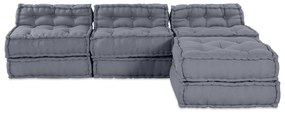 vidaXL Modular Pouffe Καναπές 4 Θέσεων Ύφασμα Γκρι