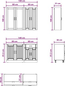 vidaXL Μονάδα κουζίνας LUCCA 4 pcs Γυαλιστερό Λευκό Επεξεργασμένο Ξύλο