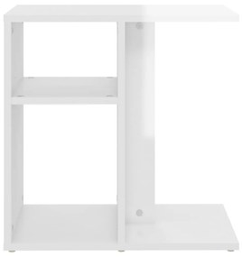 Τραπέζι Βοηθητικό Γυαλιστερό Λευκό 50 x 30 x 50 εκ. Επεξ. Ξύλο - Λευκό