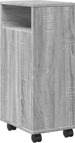vidaXL Ντουλάπι Μπάνιου Στενό με Ροδάκια Γκρι Επεξεργασμένο Ξύλο