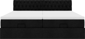 VidaXL Οθωμανικό κρεβάτι με στρώματα & LEDs Μαύρο 200x200cm ύφασμα
