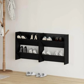 vidaXL Ντουλάπες παπουτσιών τοίχου 2 pcs Μαύρη δρυς 60 x 18 x 60 εκ