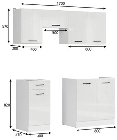 Σετ κουζίνας Boston DS124, 170x47cm, 70 kg, Πλαστικοποιημένη μοριοσανίδα | Epipla1.gr