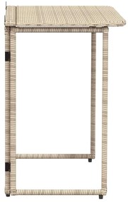 Πτυσσόμενο τραπέζι κήπου Μπεζ 90x51x75 cm Poly Rattan - Μπεζ