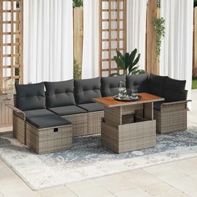 vidaXL Σετ Καναπέ Κήπου με μαξιλάρι 8 pcs Γκρι Πολυ ράταν