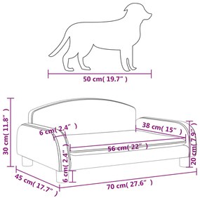 Κρεβάτι Σκύλου Ανοιχτό Γκρι 70 x 45 x 30 εκ. Υφασμάτινο - Γκρι