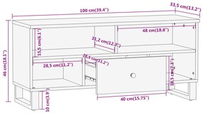 ΈΠΙΠΛΟ ΤΗΛΕΟΡΑΣΗΣ ΚΑΦΕ/ΜΑΥΡΟ 100X33,5X46 ΕΚ. ΜΑΣΙΦ ΞΥΛΟ ΜΑΝΓΚΟ 356799