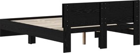 vidaXL Κρεβάτι με Κεφαλάρι Μαύρη Δρυς 140 x 190 cm Επεξεργασμένο ξύλο