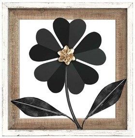 Διακοσμητικό Τοίχου Flower 125-222-352 30,5x3x30,5cm Black-White Μέταλλο,Ξύλο